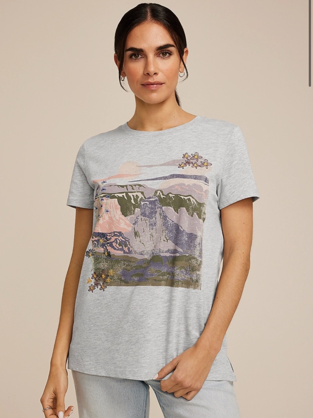 Maurice's floral mountain graphic tee size large